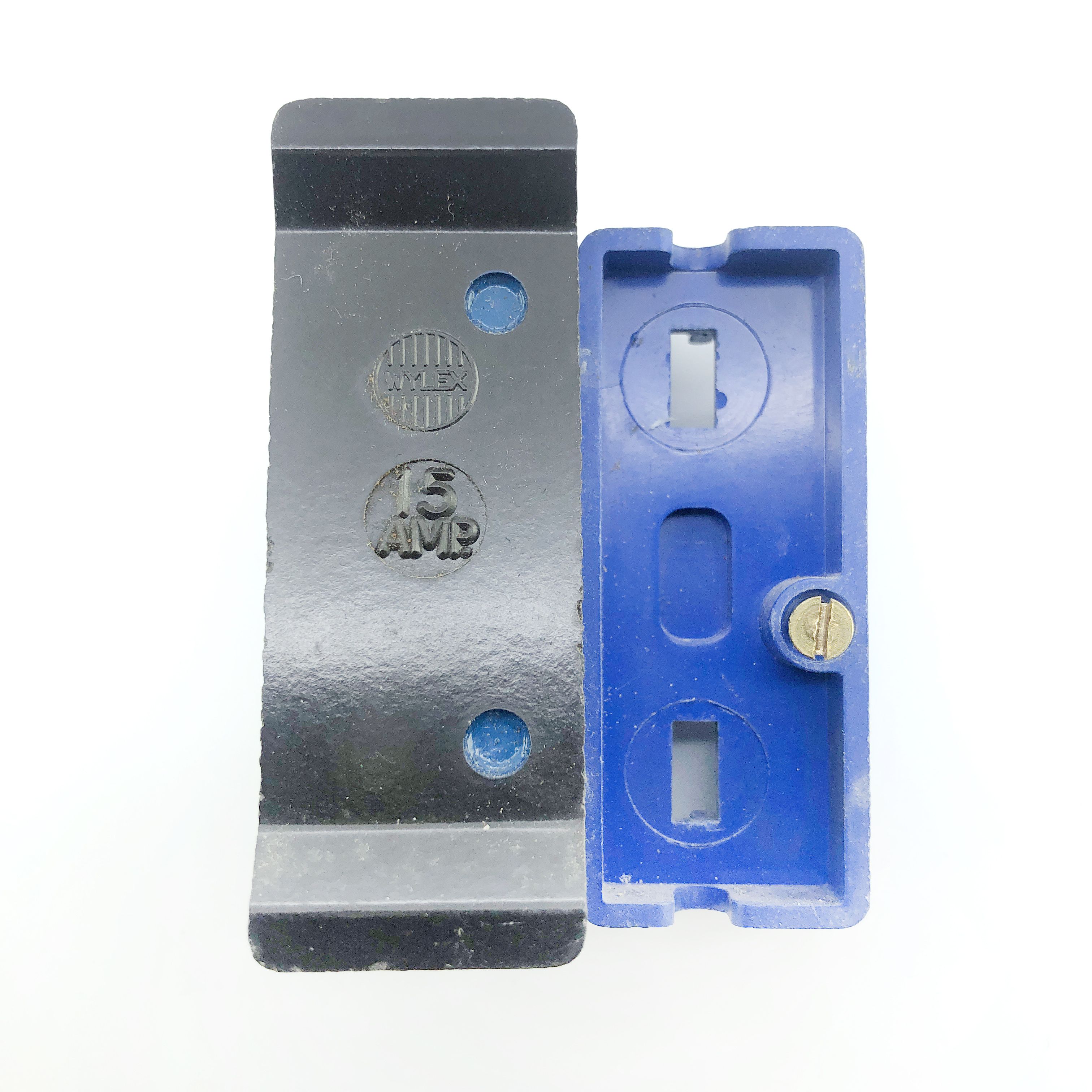 Wylex Rewireable Fuse Carrier with Base 15A 15 Amp Two Blue Dots Spots